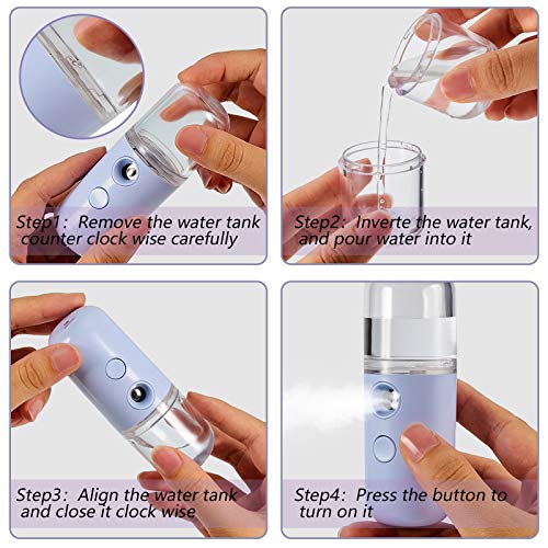 4 Pieces Portable Nano Facial Mister 30 ml Handy Nano Mist Sprayer USB Mini F...