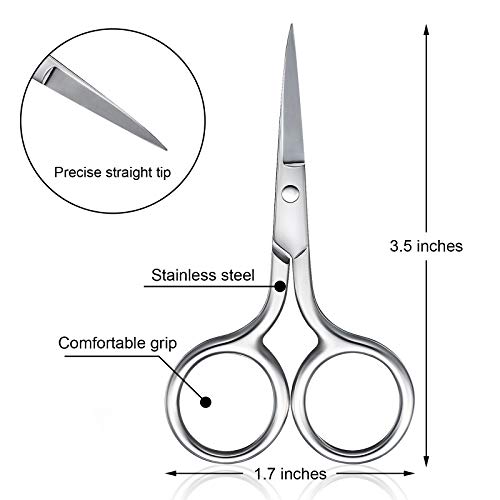 5 Pieces Small Straight Tip Nose Hair Scissor for Grooming, Stainless Steel M...