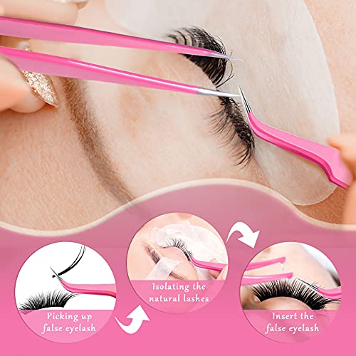 6 Pieces Eyelash Extension Tweezers, Stainless Steel Straight Tip Tweezers Cu...
