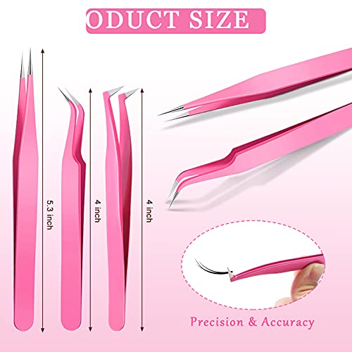 6 Pieces Eyelash Extension Tweezers, Stainless Steel Straight Tip Tweezers Cu...
