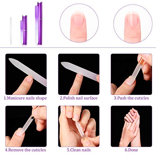 6 Pieces Glass Cuticle Pusher Nail File Set Imitated Crystal Nail Files Doubl...
