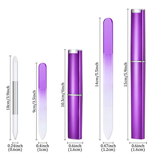 6 Pieces Glass Cuticle Pusher Nail File Set Imitated Crystal Nail Files Doubl...