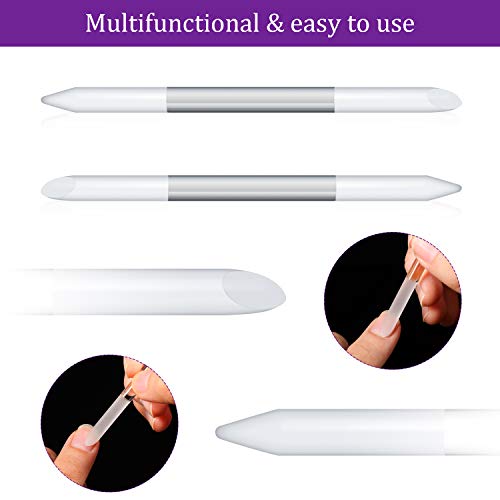 6 Pieces Glass Cuticle Pusher Nail File Set Imitated Crystal Nail Files Doubl...