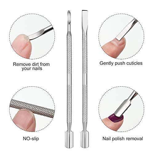 8 Pieces Cuticle Pusher and Cutter Set, Stainless Steel Cuticle Nipper Cutter...