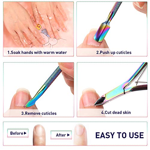 8 Pieces Cuticle Trimmer with Cuticle Pusher Stainless Steel Cuticle Remover ...