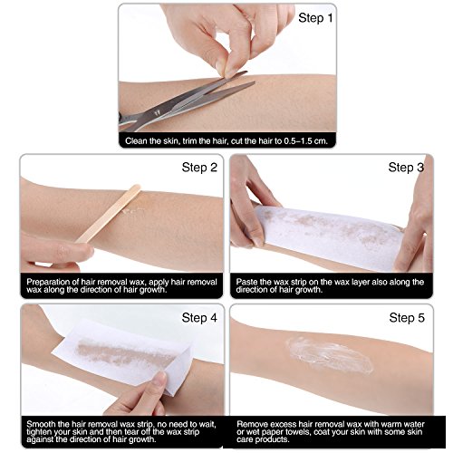 Mudder 200 Pieces Waxing Strip Non-Woven Wax Strip Hair Removal Wax Strips an...