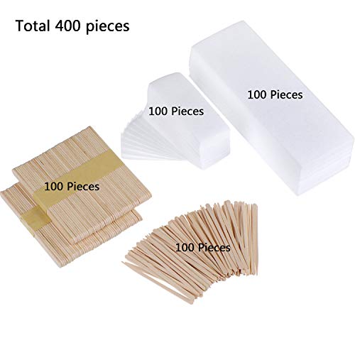 Mudder 200 Pieces Waxing Strip Non-Woven Wax Strip Hair Removal Wax Strips an...