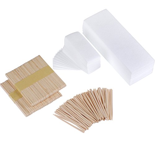 Mudder 200 Pieces Waxing Strip Non-Woven Wax Strip Hair Removal Wax Strips an...