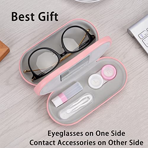 Muf 2 in 1 Contact Lens Case and Glasses Case,Double Sided Dual Use Design,Le...