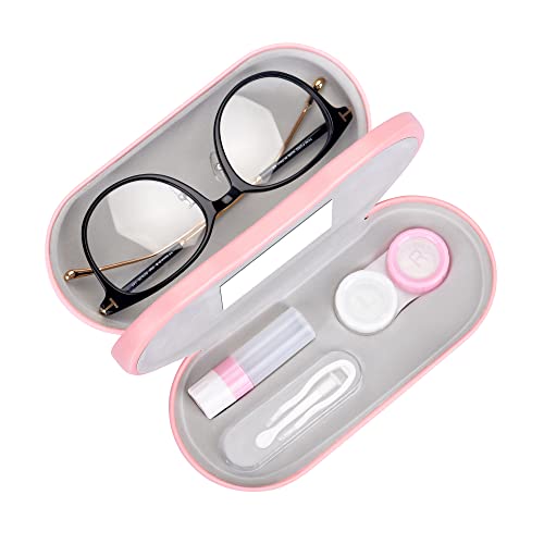 Muf 2 in 1 Contact Lens Case and Glasses Case,Double Sided Dual Use Design,Le...