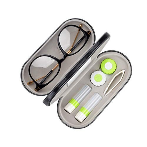 Muf 2 in 1 Double Sided Portable Contact Lens Case and Eyeglasses Case,Dual U...