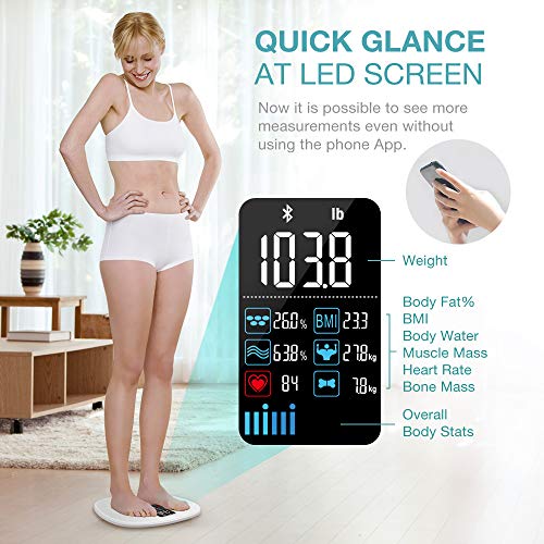 Body Fat Scale with Heart Rate Tracking, multifun Smart Wireless Digital Bath...