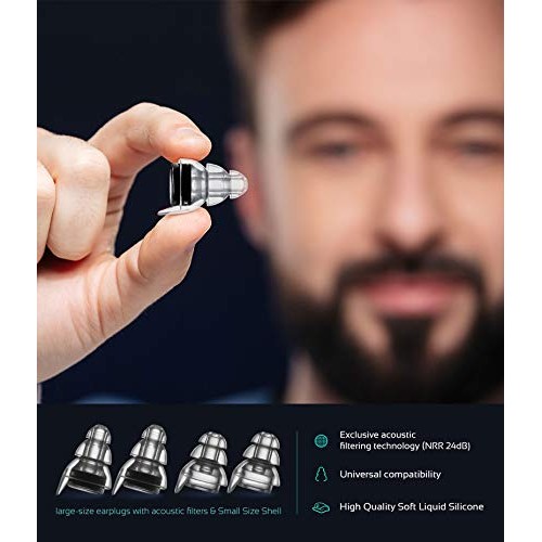 High Fidelity Concert Earplugs, Reusable Musicians Ear Plugs, 24dB Advanced F...