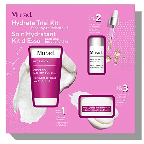 Murad Hydrate Trial Kit - Moisturizing Skincare Set with AHA/BHA Exfoliating ...