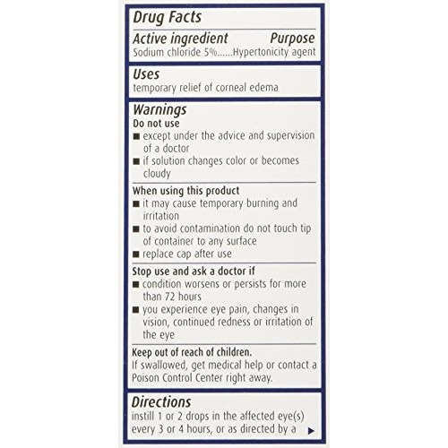 Eye Drops by Muro 128, Temporary Relief for Corneal Edema, 5% Solution, 0.5 F...