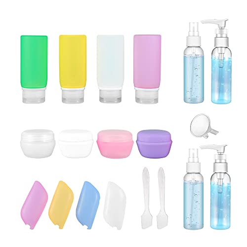 21 Pack Leak Proof Silicone Travel Bottles Set, Muslish TSA Approved Containe...