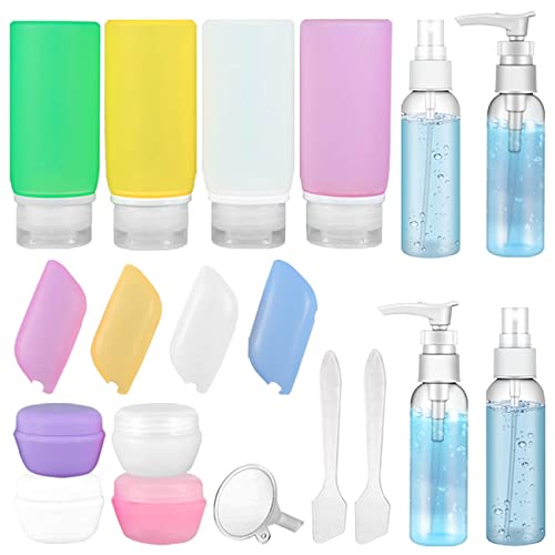21 Pack Leak Proof Silicone Travel Bottles Set, Muslish TSA Approved Containe...