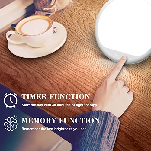 Light Therapy Lamp, UV-Free 10000 Lux Light Therapy Sun Lamp with 3 Adjustabl...