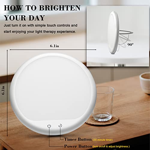Light Therapy Lamp, UV-Free 10000 Lux Light Therapy Sun Lamp with 3 Adjustabl...