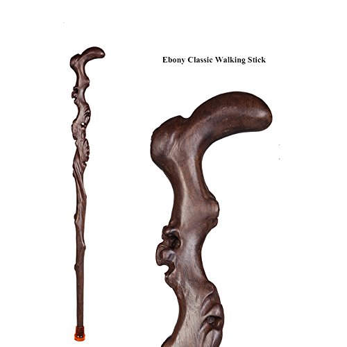 HXZXH Wood Cane with Supportive Curved Handle Gift Exquisite Carving Walking ...