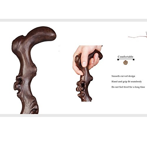 HXZXH Wood Cane with Supportive Curved Handle Gift Exquisite Carving Walking ...