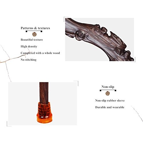 HXZXH Wood Cane with Supportive Curved Handle Gift Exquisite Carving Walking ...