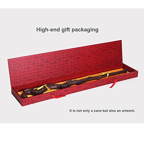 HXZXH Wood Cane with Supportive Curved Handle Gift Exquisite Carving Walking ...