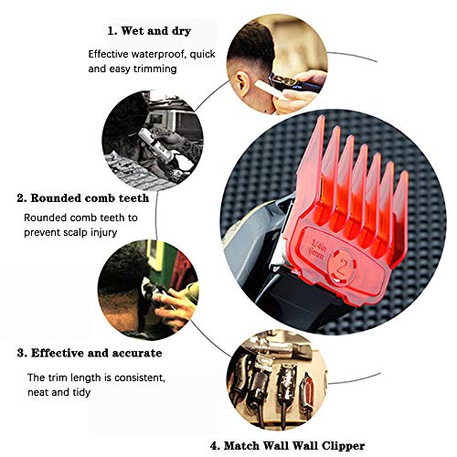 8 Pcs Professional Colorful Hair Clipper Combs Guide Accessories, Wahl Replac...