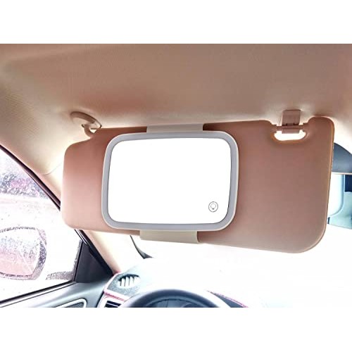 MyLadyMagic Lighted Makeup Mirror Car Vision Compact Mirror for Vanity (White)