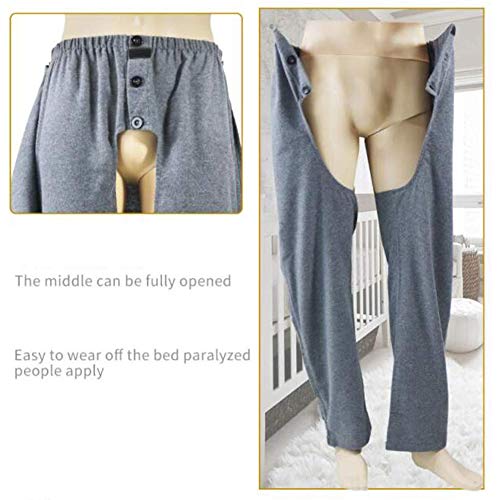 Incontinence Pants Full Open Patient Care Clothes with Side Zipper Easy to We...