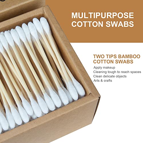 Bamboo Cotton Swabs 600 Count Double Round Tips by MYQIPGD | Biodegradable & ...