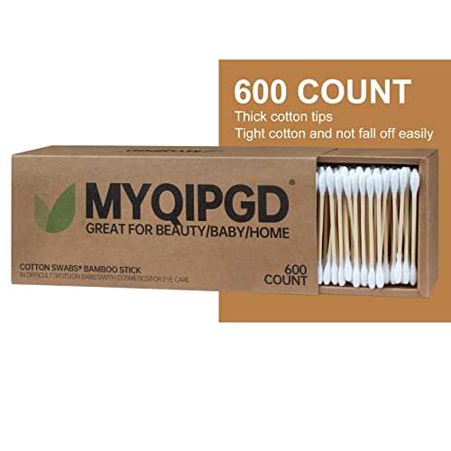 Bamboo Cotton Swabs 600 Count Double Round Tips by MYQIPGD | Biodegradable & ...