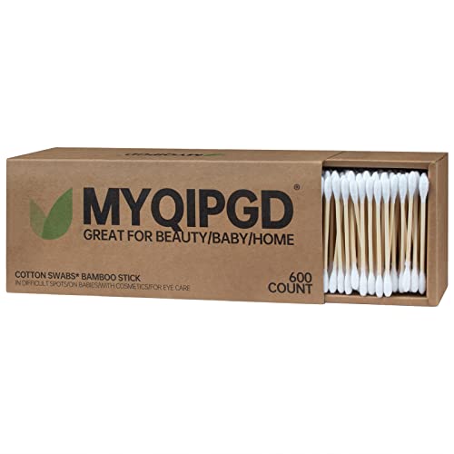 Bamboo Cotton Swabs 600 Count Double Round Tips by MYQIPGD | Biodegradable & ...