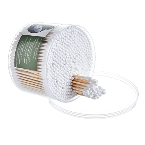 MONCOM Cotton Swabs 500 Count Double Round Thick Tips | Biodegradable & Organ...