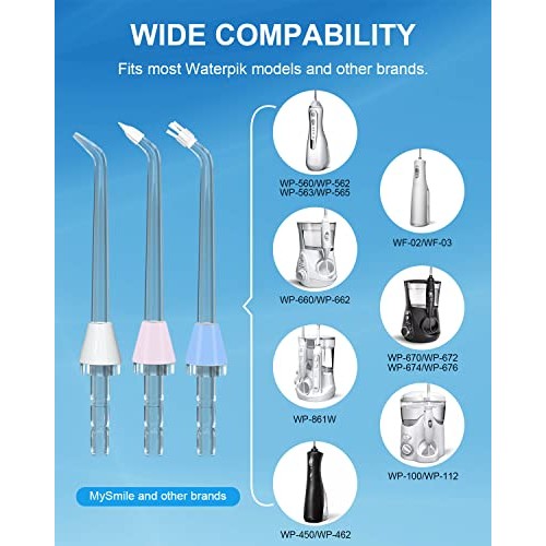 MySmile 10 PCS Replacement Jet Tips Oral Irrigator Nozzle Set Compatible with...