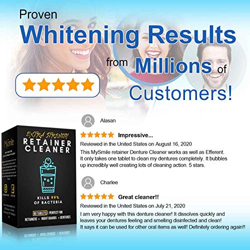 MySmile Denture Cleaning Tablets, Retainer Cleaner Removes Bad Odor, Plaque, ...