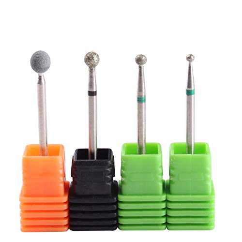 MZCMSL 4PCS Cuticle Clean Drill Bit Diamond Nail Bit Ball Head Stone File Man...
