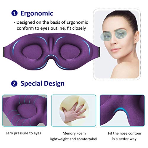MZOO Sleep Eye Mask for Men Women, 3D Contoured Cup Sleeping Mask & Blindfold...