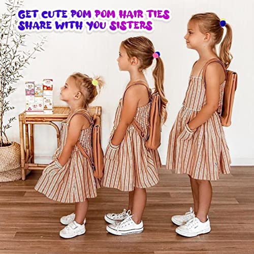 12 Pcs Pom Pom Hair Ties, Fuzzy Ball Hair Ties Cute Elastic Ponytail Holders ...