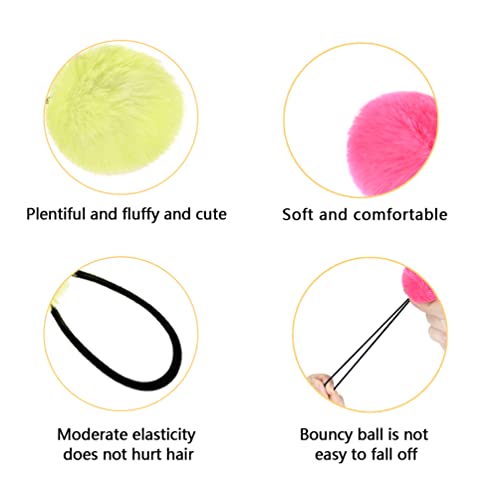 12 Pcs Pom Pom Hair Ties, Fuzzy Ball Hair Ties Cute Elastic Ponytail Holders ...