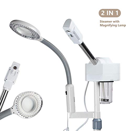2 in 1 Professional Ozone Nano Ionic Face Steamer with 5X Magnifying Lamp, La...