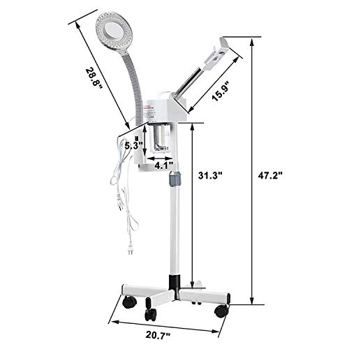2 in 1 Professional Ozone Nano Ionic Face Steamer with 5X Magnifying Lamp, La...