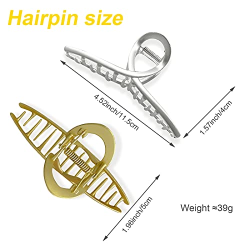 4.5 Inch Large Metal Hair Clips, 2 PCS Big Non-Slip Metal Hair Clips Accessor...