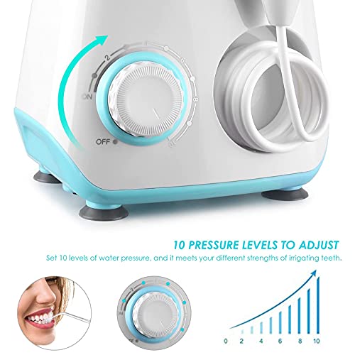 Dental Water Flosser, Oral Irrigator, 10 Adjustable Pressure Teeth Cleaner, 8...