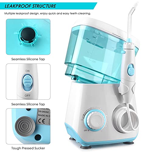 Dental Water Flosser, Oral Irrigator, 10 Adjustable Pressure Teeth Cleaner, 8...
