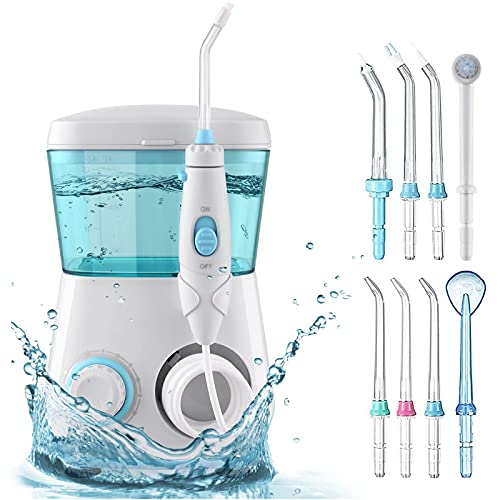 Dental Water Flosser, Oral Irrigator, 10 Adjustable Pressure Teeth Cleaner, 8...
