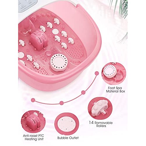 Foot Spa Bath Massager with Heat, 14 Shiatsu Massage Rollers Adjustable Tempe...