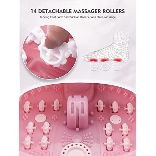 Foot Spa Bath Massager with Heat, 14 Shiatsu Massage Rollers Adjustable Tempe...