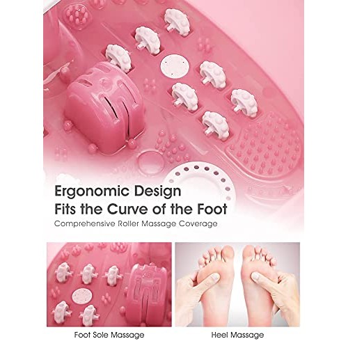 Foot Spa Bath Massager with Heat, 14 Shiatsu Massage Rollers Adjustable Tempe...