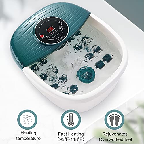 Foot Spa Bath Massager with Heat, Bubbles, Vibration, 16 Removeable Roller (n...